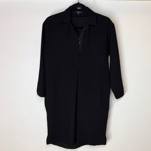 Madewell Black Button-Up Shirt Dress with long sleeves and pockets size small